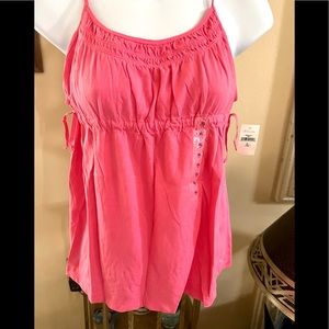 Gap pink Spaghetti Straps ruched neck line and tie detail under the arma